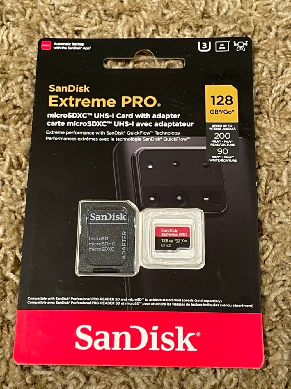 SanDisk MicroSDXC Extreme PRO 128GB with Adapter